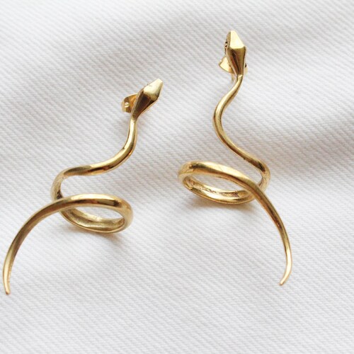 Snake Hoop Earring Etsy