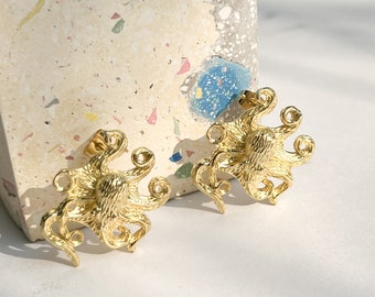 Octopus Earring- Brass