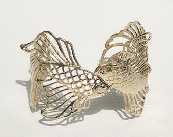 Brass Fish Cuff Bracelet – Two Fish Design