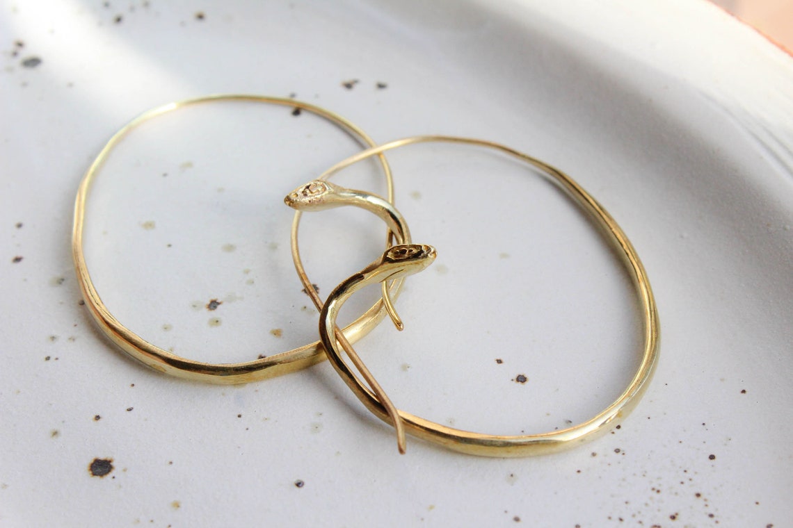 Snake Hoop Earring Etsy