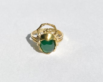 Beetle Ring - Brass and Agate