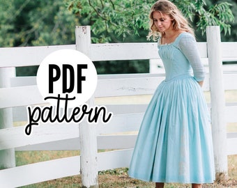 Cinderella Costume PATTERN - Day Dress - PDF Printable - One SIZE