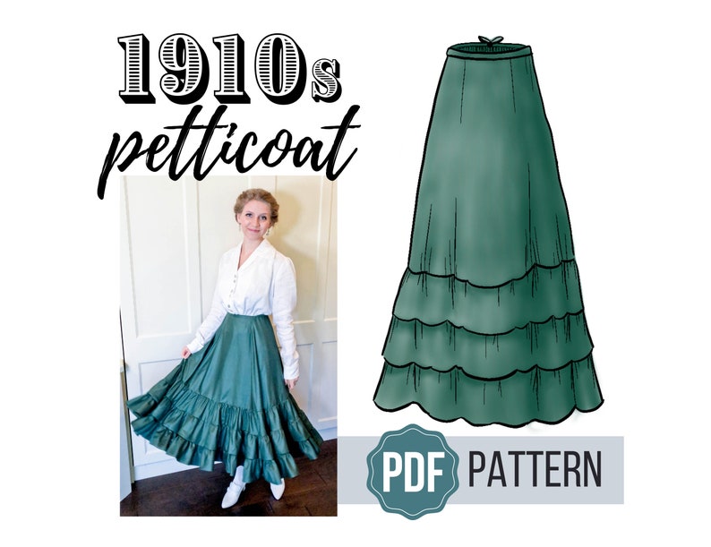 1910s Willa Petticoat PDF PATTERN Edwardian Undergarment image 1