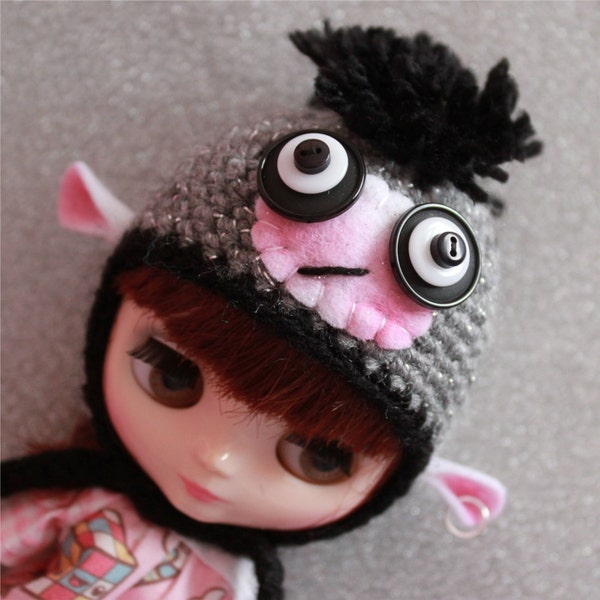 Silver Grey Punky Monkey Hat - A Hat For Middie Blythe