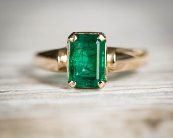 Emerald ring gold | Etsy