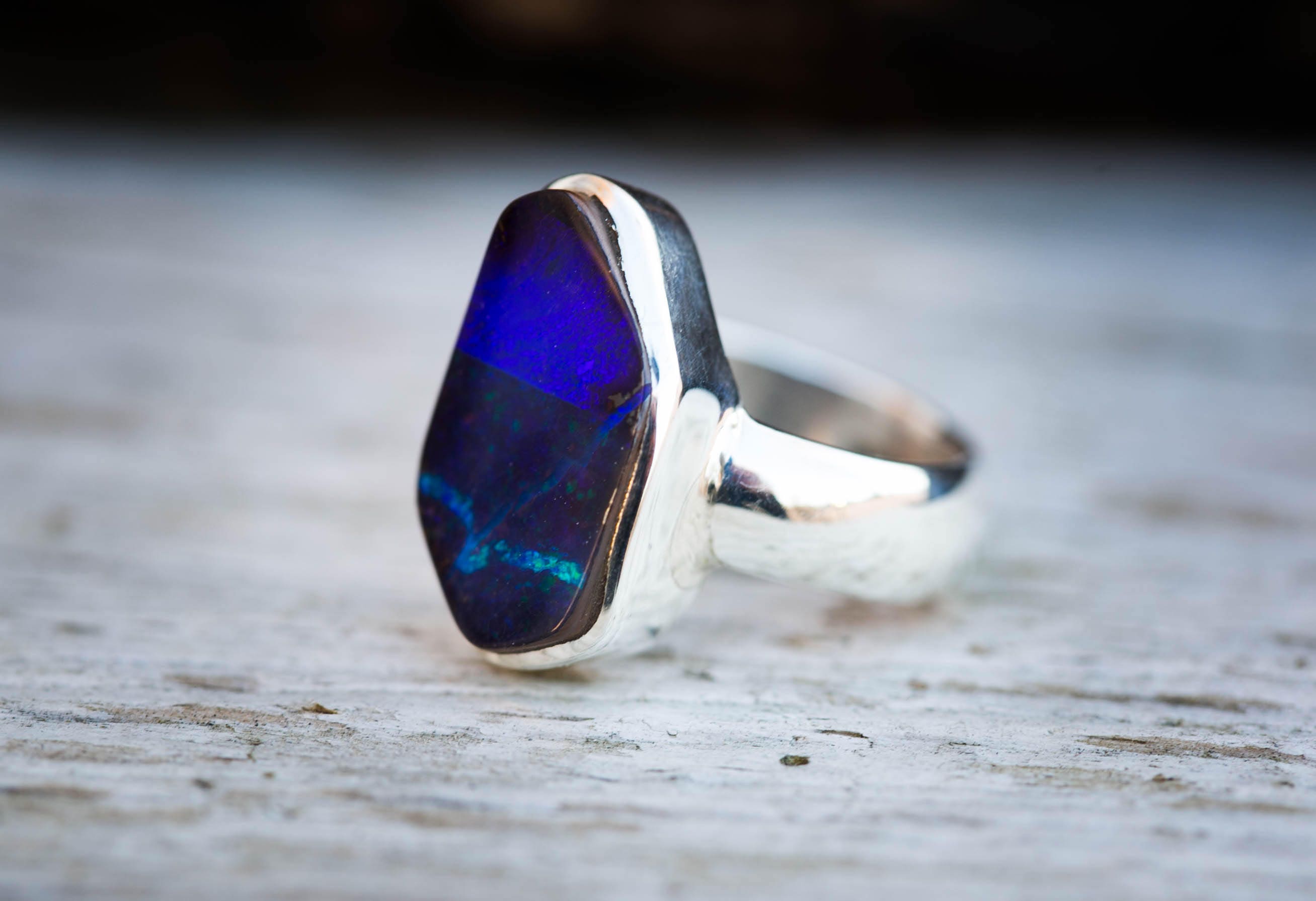 Boulder Opal Ring Size 9.5 Natural Boulder Opal Ring Opal | Etsy