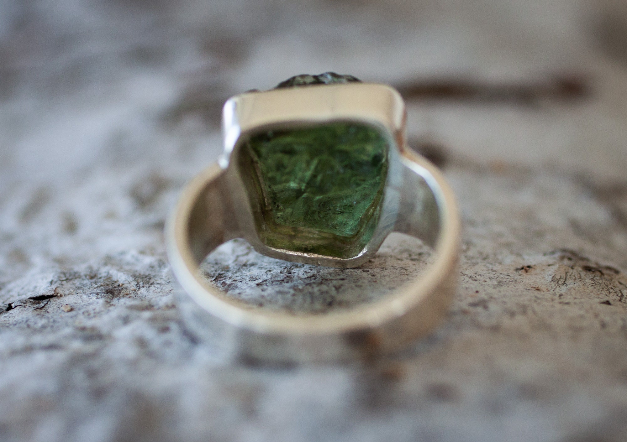 Moldavite Ring Size 5 Raw Moldavite Sterling Silver Ring Raw