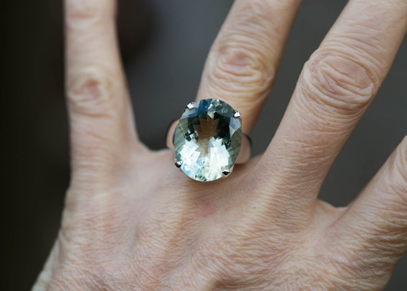 Oval Cut Ring Green Quartz Ring 8 Green Quartz Ring Size 8 Green Amethyst Ring Oval Green Amethyst Ring Prasiolite Ring
