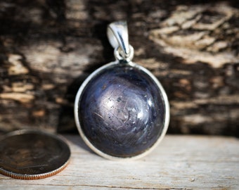 Star Ruby Pendant - Double sided star Ruby Trapiche Silver Pendant