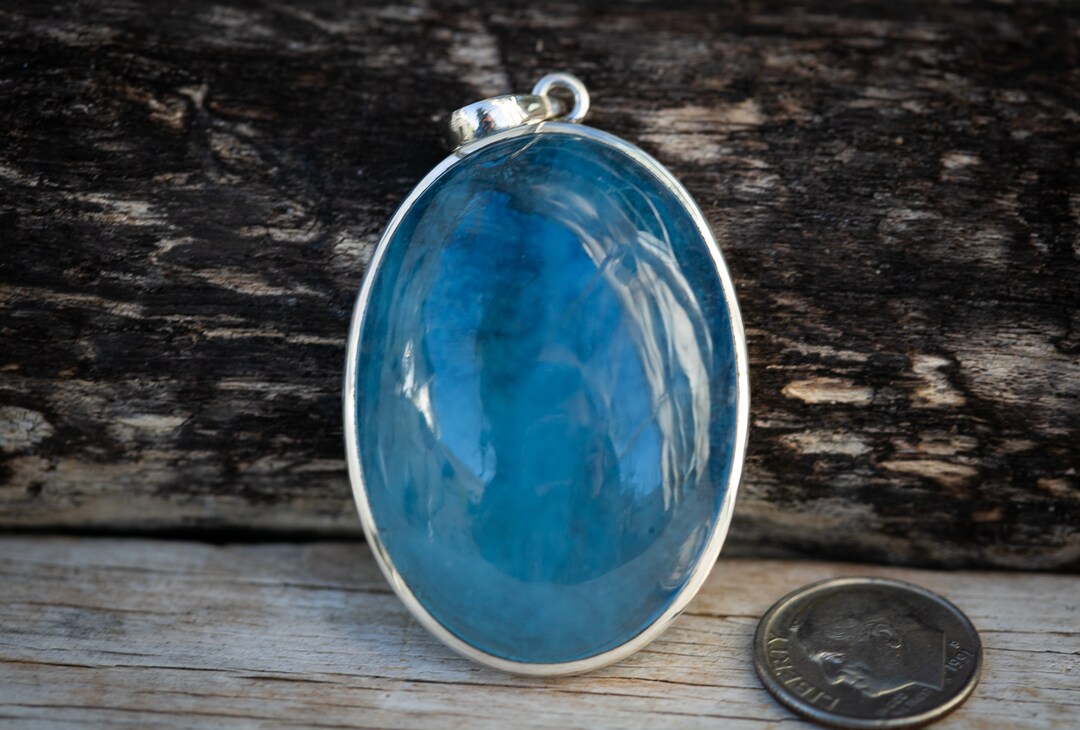 Aquamarine Cabochon Pendant Stabilized Aquamarine Pendant Aquamarine