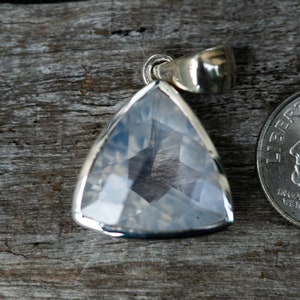 Ice Quartz Pendant - Checkerboard Cut Ice Quartz Pendant - Ice Quartz Jewelry - Sterling Silver Ice Quartz Pendant - Ice Quartz