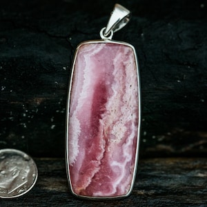 Rhodochrosite Pendant - AAA Rhodochrosite and Sterling Silver Pendant - Rhodochrosite Jewelry - Pink Rhodochrosite Necklace - Rhodochrosite