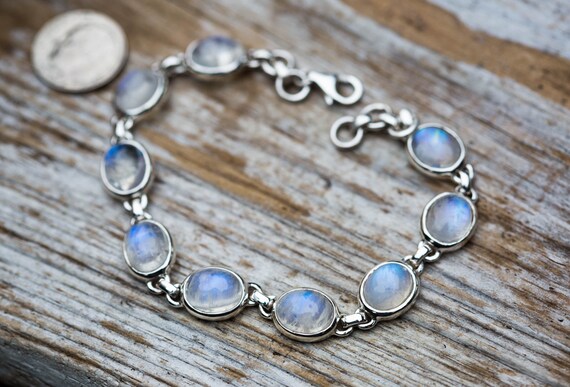 Buy Moonstone Bracelet Blue Rainbow Moonstone Bracelet Gorgeous