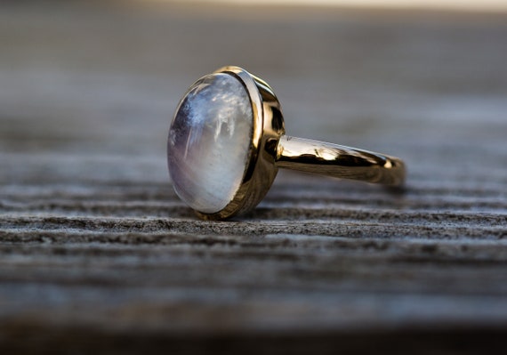 Antique Moonstone ring, Art Deco, 9k gold - Ruby Lane