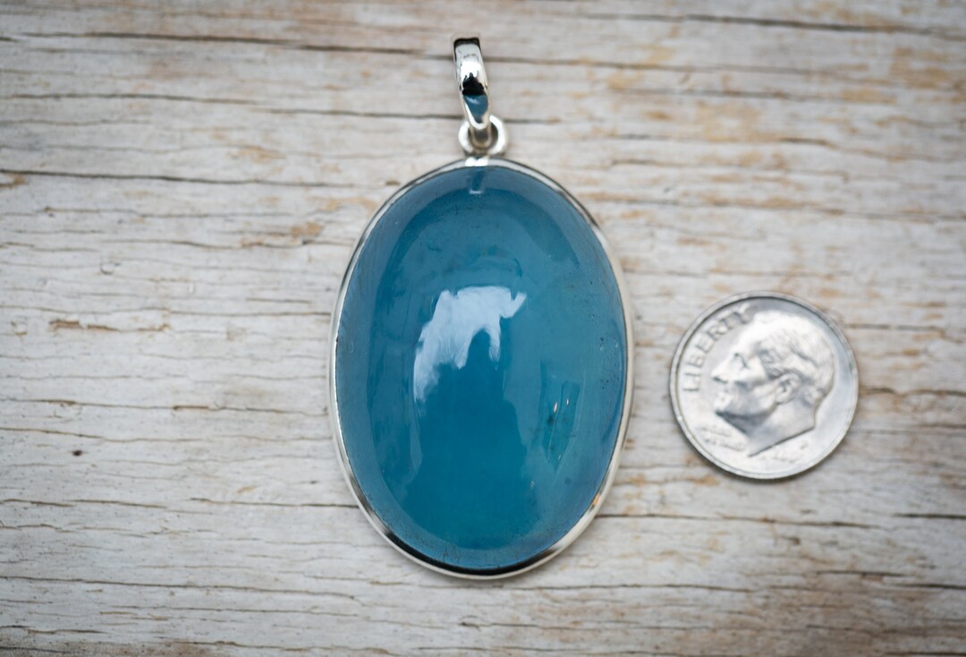 Aquamarine Cabochon Pendant Stabilized Aquamarine Pendant Aquamarine