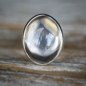 Clear Quartz Ring Size 5 - 9.5  - Quartz Cabohon Ring - Sterling Sliver Clear Quartz Ring - White Quartz Ring - Clear Crystal Quartz Cab