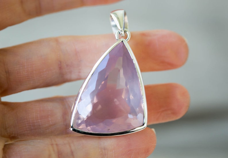 Large Rose Quartz Pendant Rose Quartz Pendant Large Stunning Rose Quartz Pendant Rose Quartz Pendant Sterling Sliver Rose Quartz