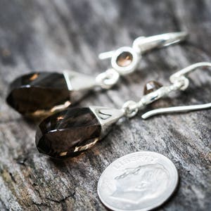 Smoky Quartz Dangle Earrings, Smoky Quartz, Stunning Smoky Quartz Checkerboard Smoky Quartz earrings - Smoky Quartz Dangle Earrings - Dangle