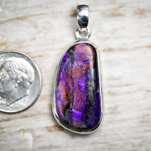 Sugilite pendant - Sugilite and Hematite Pendant - Gorgeous Purple Sugilite Jewelry - Sugilite Silver Pendant - Sugilite Manganese necklace