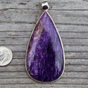 Siberian Charoite Sterling Silver Pendant: Purple Gemstone Necklace