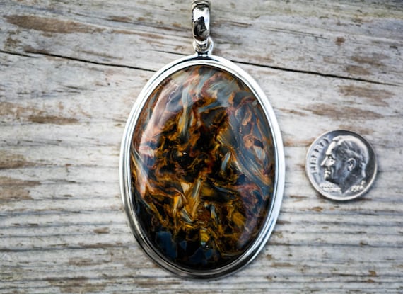 Sterling Silver Pietersite Pendant - High Contrast Gemstone Necklace