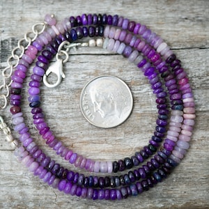 Sugilite Necklace - Gorgeous Purple graduated Sugilite necklace with sterling silver findings - Sugilite Bead Strand Necklace - Gel Sugilite