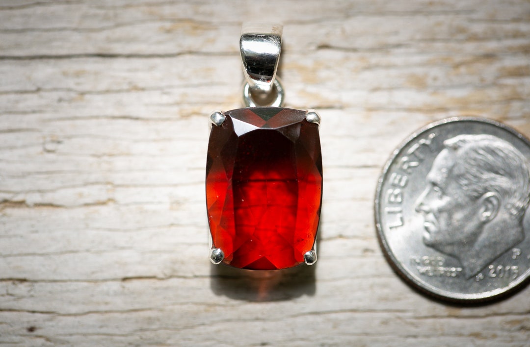 Garnet Pendant Garnet & Sterling Silver Pendant Red Garnet Necklace ...