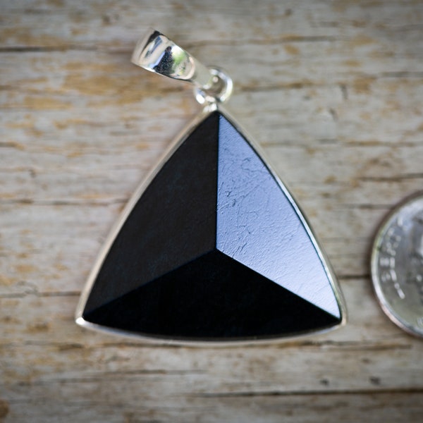 Black Tourmaline pendant - Black Tourmaline Triangle Necklace -  Black Tourmaline Amulet - Black Tourmaline faceted Necklace - Tourmaline