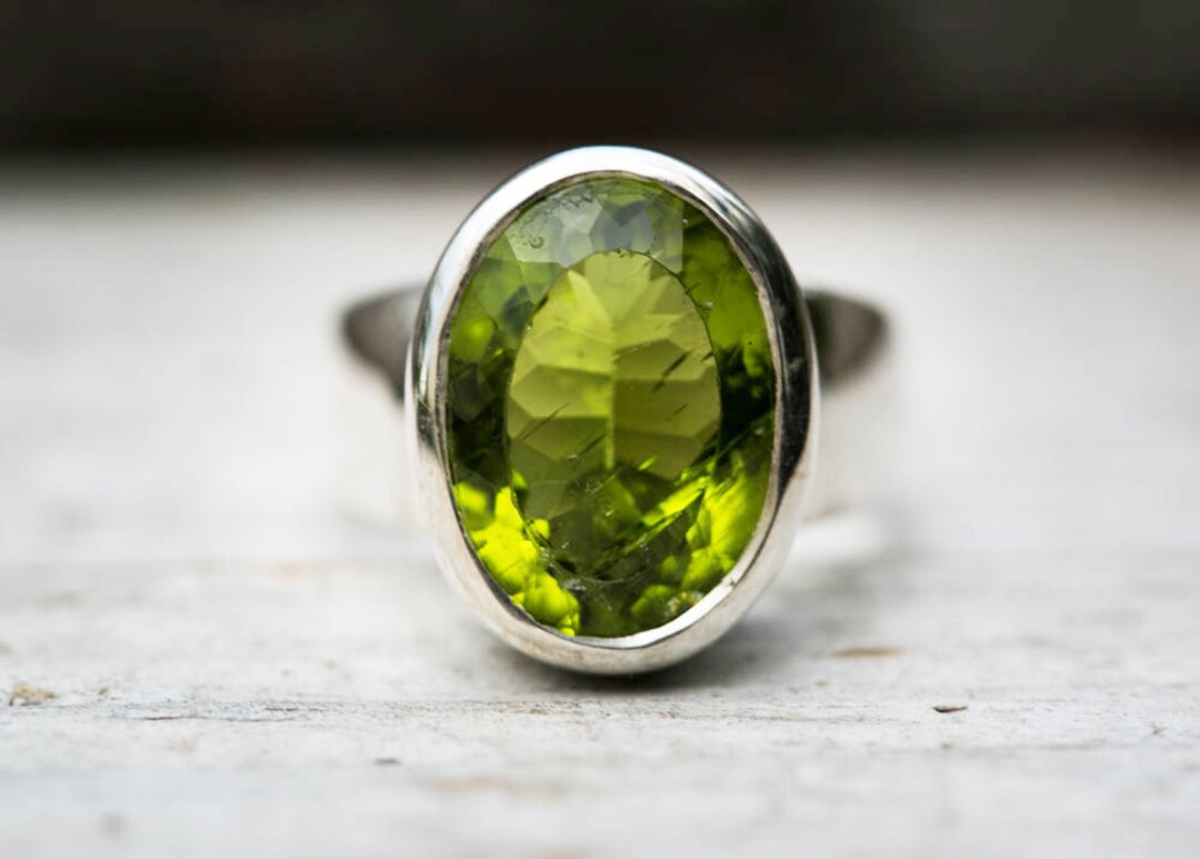 Peridot Sterling Silver Ring - August Birthstone, Size 6.5 - Etsy