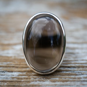 Smoky Quartz Ring 5 - Smoky Quartz Cabochon Ring size 5 - Smoky Quartz Jewelry - Quartz Ring - Sterling Silver Smoky Quartz Ring Size 5
