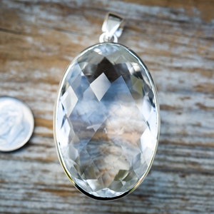 Clear Quartz Pendant - Quartz Pendant - Gorgeous Cut Sterling Sliver Rose Quartz - White Quartz Pendant - Pendant - Clear Crystal Quartz