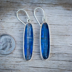Kyanite Earrings - Long Kyanite dangle earrings - Kyanite Jewelry - Kyanite Blue Gemstone Earrings - Kyanite Dangle Earrings - Kyanite
