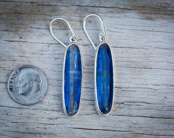 Kyanite Dangle Earrings: Sterling Silver, Blue Gemstone Jewelry
