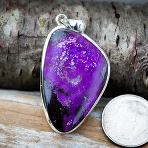Sugilite pendant - Sugilite and Manganese Pendant - Gorgeous Tone - Sugilite Jewelry - Sugilite Silver Pendant - Sugilite Manganese necklace