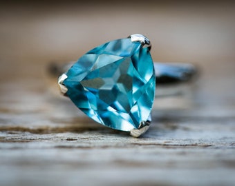Swiss Blue Topaz Sterling Silver Ring - December Birthstone, Size 5.5-7