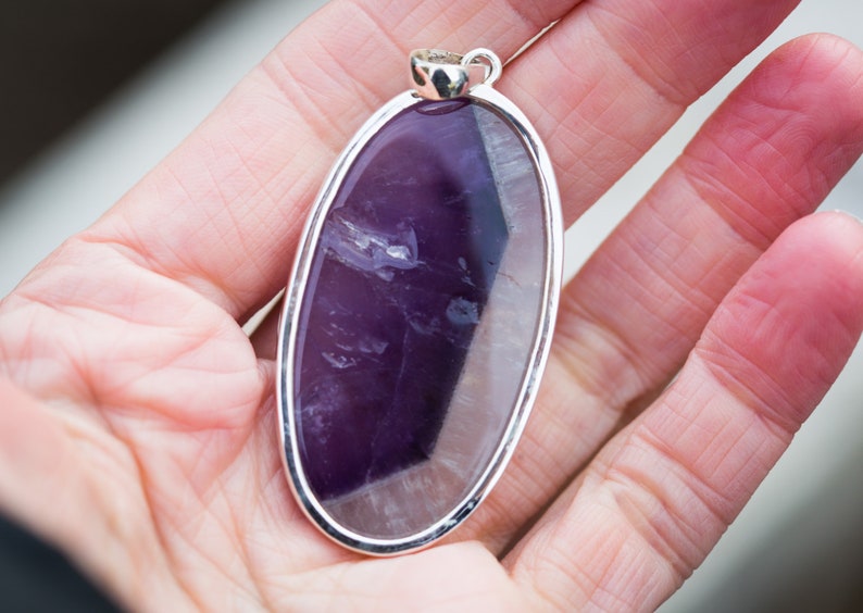 Bicolor Amethyst Pendant Bicolor Amethyst Pendant Bicolor Amethyst Quartz Pendant set in Sterling Silver Amethyst Cabochon Pendant