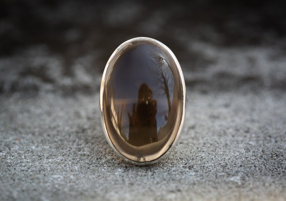 Smoky quartz crystal ring best sale