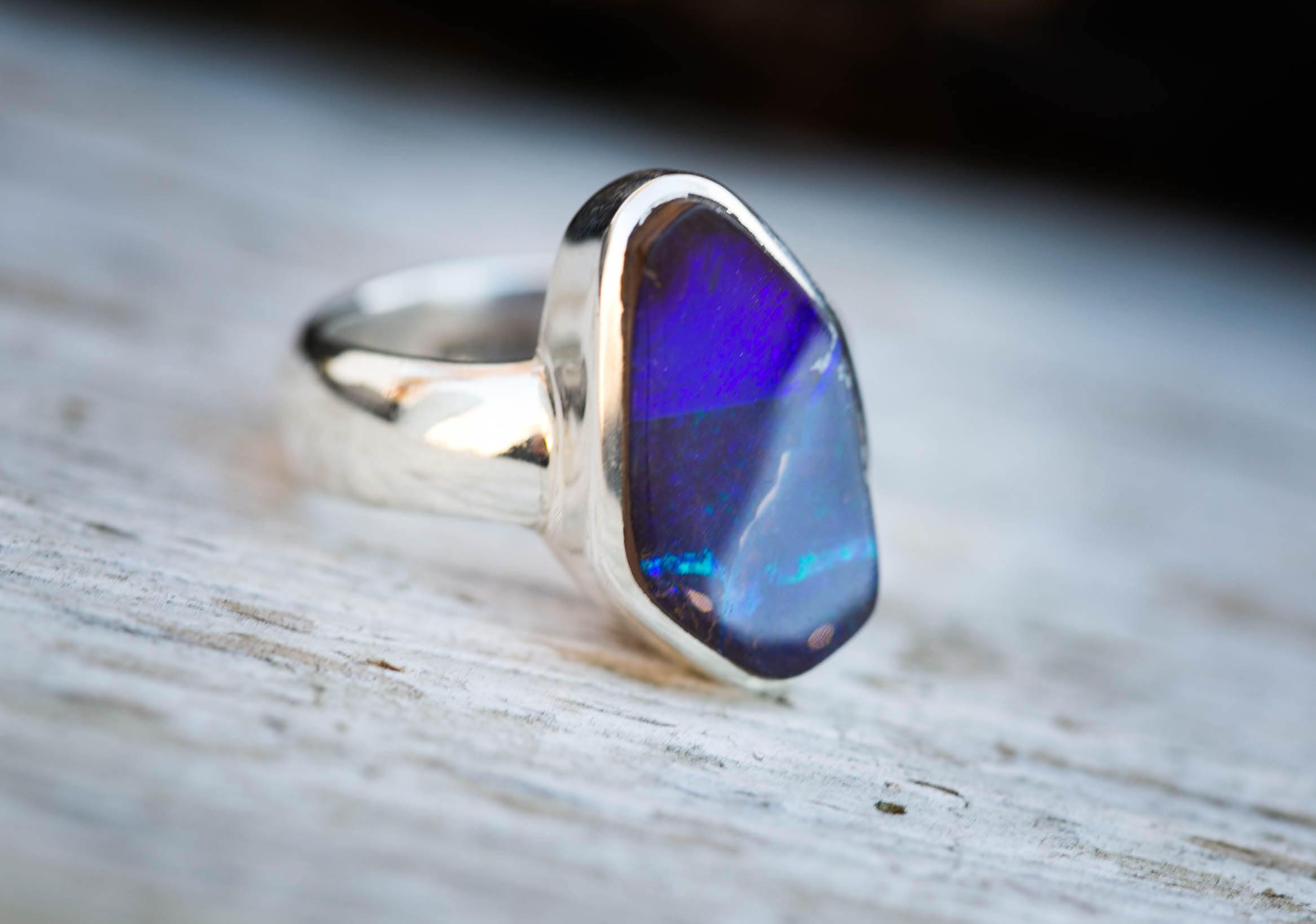 Boulder Opal Ring Size 9.5 Natural Boulder Opal Ring Opal | Etsy