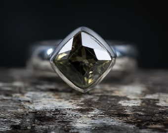 Golden Yellow Tourmaline Sterling Silver Ring, Size 7