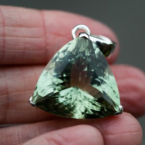 Green Quartz - Prasiolite Pendant, Green Amethyst, Checkerboard Cut Green Quartz Pendant -Prasiolite pendant -  Green Amethyst Pendant