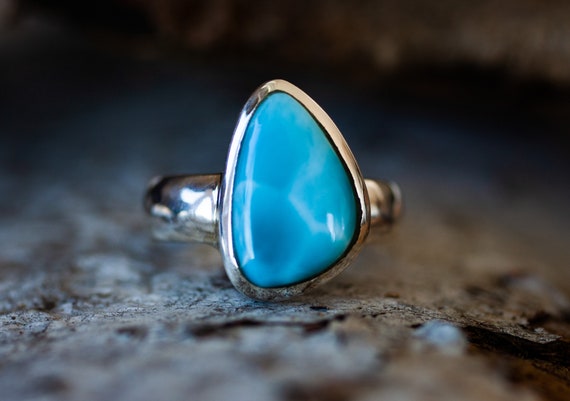 Larmiar Ring Size 8 Blue Larimar Ring Gorgeous Larimar Ring Unisex