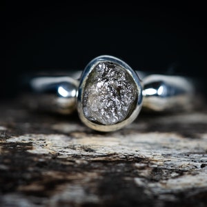 Raw Diamond Sterling Silver Ring 8.75 - Rough, Raw, Natural Diamond ring in Sterling Silver, Diamond Ring size 8.75 - Natural Raw Diamond