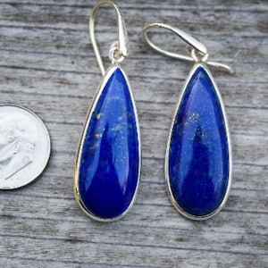 Lapis Earrings - Lapis Dangle Earrings - Lapis Lazuli Earrings - Sterling Silver Lapis Dangle Earrings - Gorgeous Lapis Lazuli Earrings