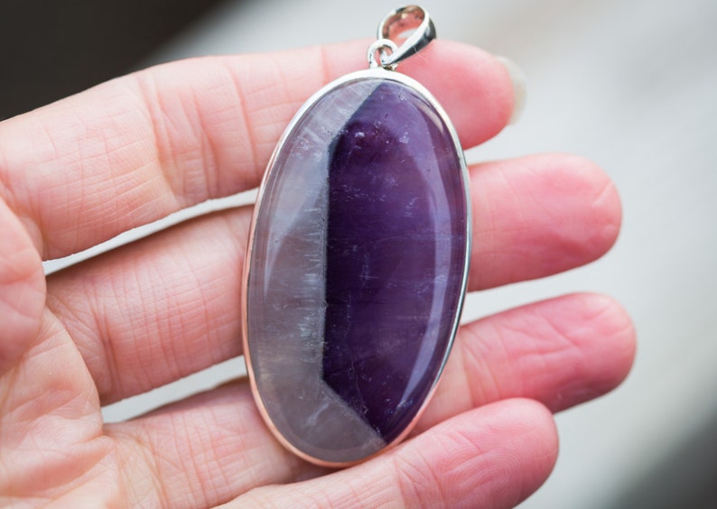 Bicolor Amethyst Pendant Bicolor Amethyst Pendant Bicolor Amethyst Quartz Pendant set in Sterling Silver Amethyst Cabochon Pendant