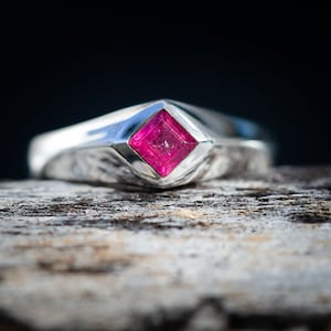 Bright Pink Rubellite Tourmaline Ring - Sterling Silver Gemstone