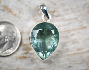Natural Aquamarine Sterling Silver Pendant - March Birthstone