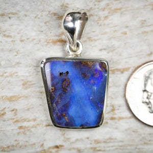 Boulder Opal Pendant - Natural  Blue Boulder Opal - Gorgeous Boulder Opal Necklace - Boulder opal pendant - opal Sterling Silver Pendant
