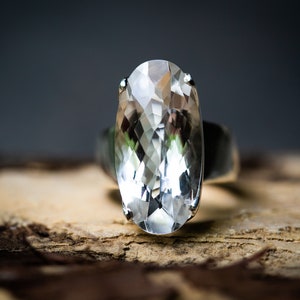 Crystal Quartz Ring size 6.5 - 9 - Clear Quartz Checkerboard Cut Ring - Crystal Ring - Large Clear Crystal Quartz  Ring Quartz Cystal 6.5 -9