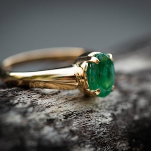 Natural Zambian Emerald Ring: 14K Gold, Size 6