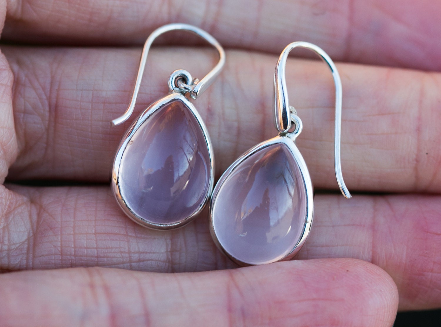 Orecchini Con Cabochon Ovale Di Rubino E Argento 925 - Orecchini Rubino E Argento 925